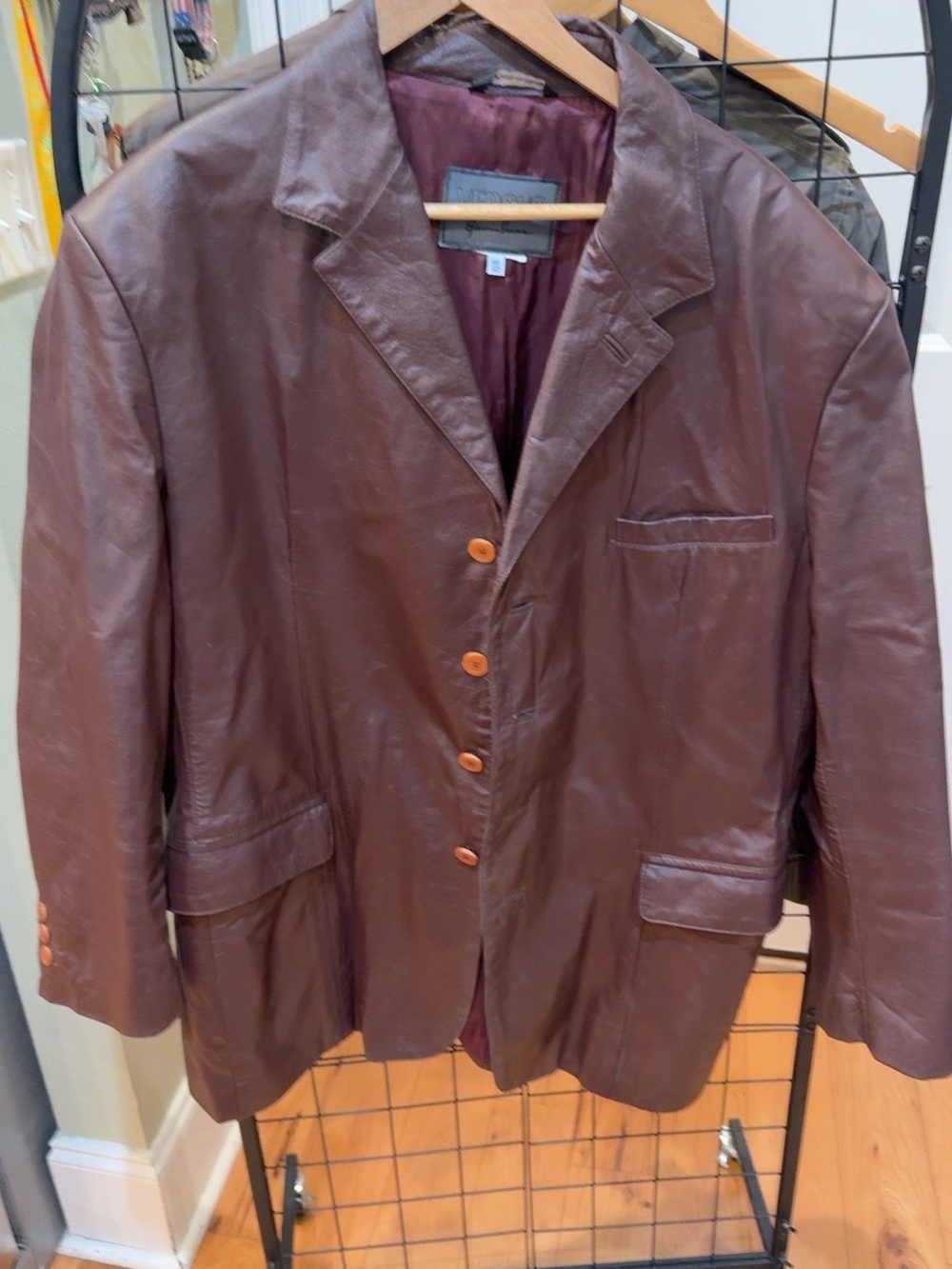 Vintage VERSUS Gianni Versace Oxblood Leather Blazer Italy 46/60 XXL